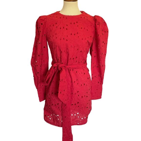 Happy X Nature Red Eyelet Cotton Dress - Picture 2 of 5